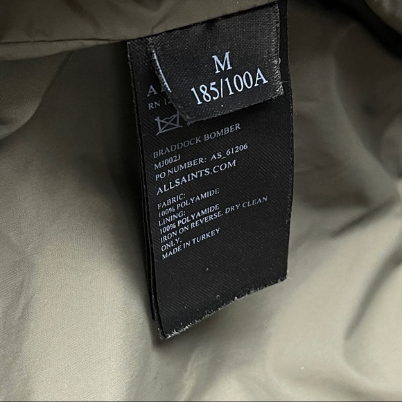 ALLSAINTS Mens NWOT Braddock Bomber Jacket Olive M - Picture 16 of 16